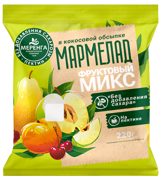  Меренга Мармелад без сахара в кокосовой обсыпке Фруктовый микс, 220г   в Керчи